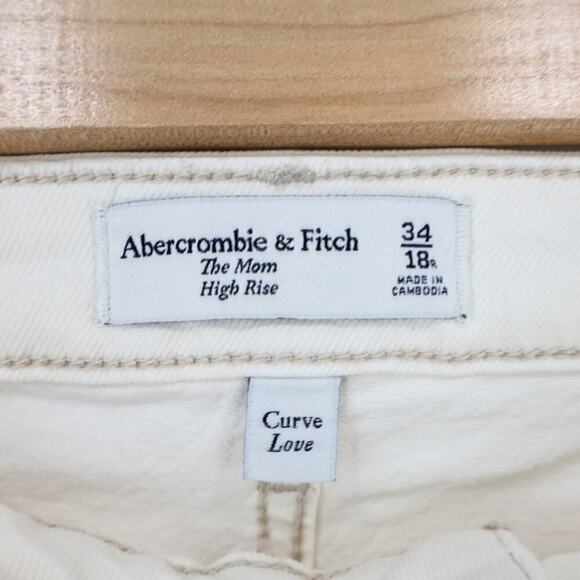 Abercrombie & Fitch Curve Love High Rise Mom Jean Cream Size 34 Regular - Picture 4 of 8